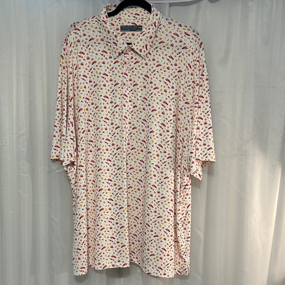 Roundtree & Yorke White Golf Shirt With Cajun Seafood Boil Design